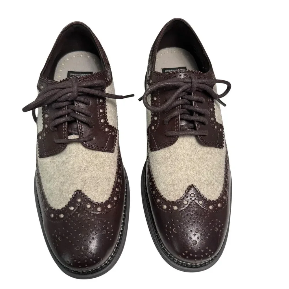Cole Haan OriginalGrand Longwing Oxfords Mens 7.5M Brown Earth Taupe Wool C36512